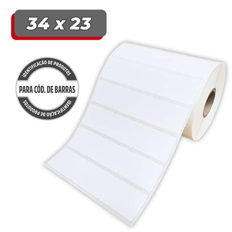 50 Rolos Etiqueta 34x23 Couche Adesiva Ativa Flex Etiquetas