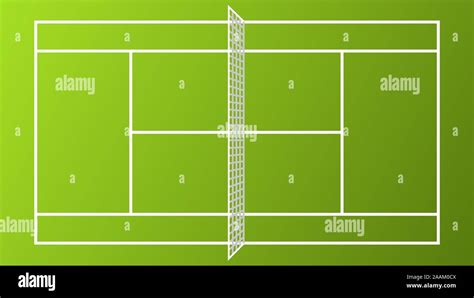 Sport Tennis Court Field Pitch Ground With White Net Vector