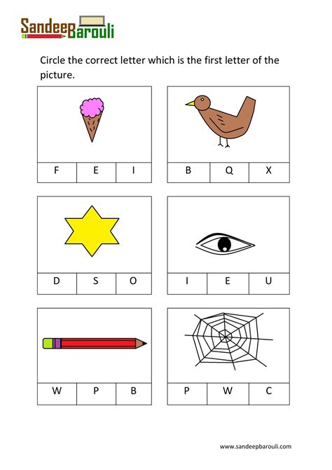 Circle The Correct Letter Which Is The First Letter Of The Picture 2 English Worksheets For