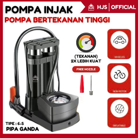 Jual Hjs Pompa Injak Portable Ban Angin Sepeda Motor Mobil Pipa Ganda