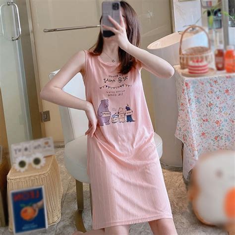 Nightgowns For Women With Built In Bra Removable Pads Nightshirt Dress Sleepwear Sleeveless