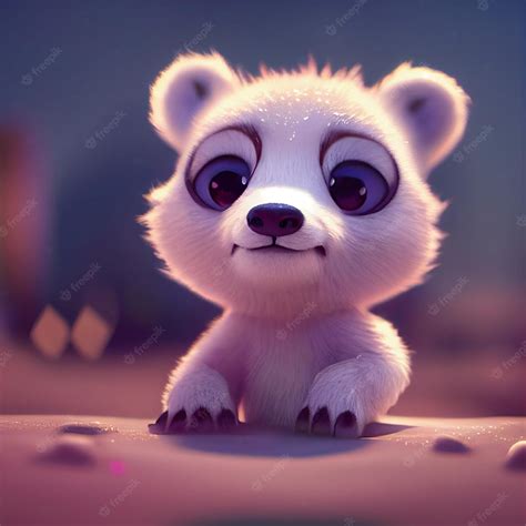 Premium Photo Cute Baby Polar Bear With Big Eyes 3d Rendering Cartoon