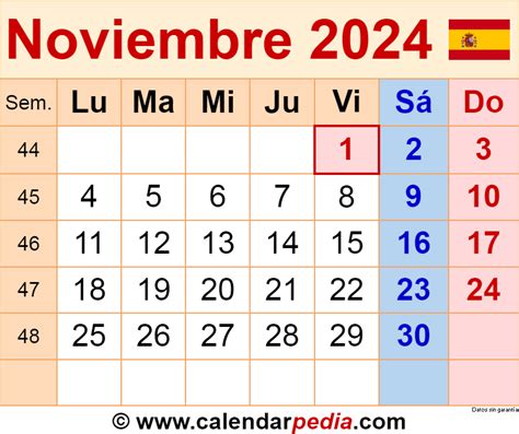 Calendario Noviembre 2024 Glori Kalindi