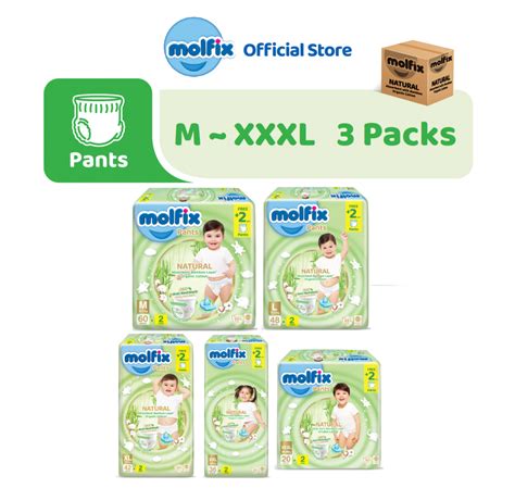 Molfix Natural Pants Jumbo Pack Assorted 3packs + FOC x1 Molfix Pants ...