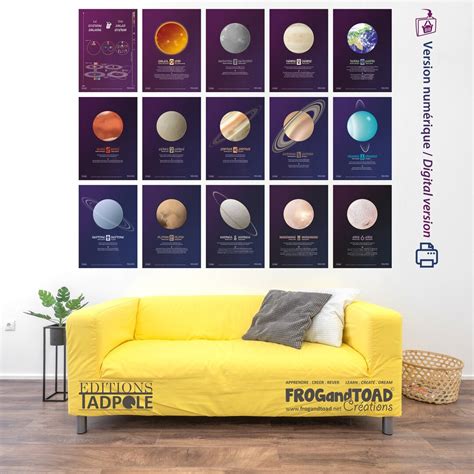 Printable PLANETS SOLAR SYSTEM Posters Astronomy Cosmology Mythology Bilingual French English ...