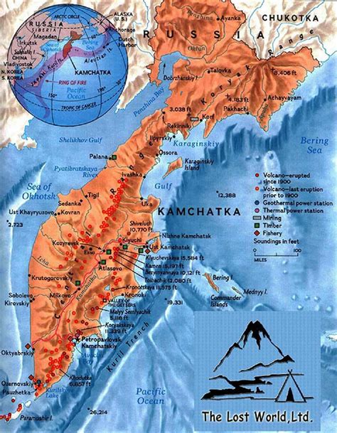 Map of Kamchatka Peninsula showing location of Kliuchevskoi. Courtesy ...