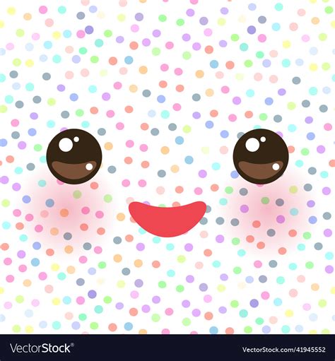 Kawaii Funny Muzzle With Pink Cheeks And Eyes Vector Image