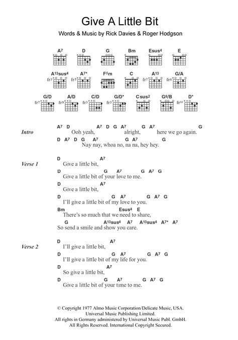 Give A Little Bit by Supertramp - Guitar Chords/Lyrics - Guitar Instructor