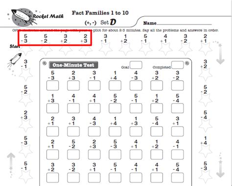 Rocket Math Addition Worksheets Az