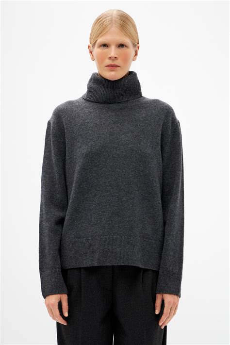 Свитер oversize из 100% шерсти темно-серый меланж цвет - LIME