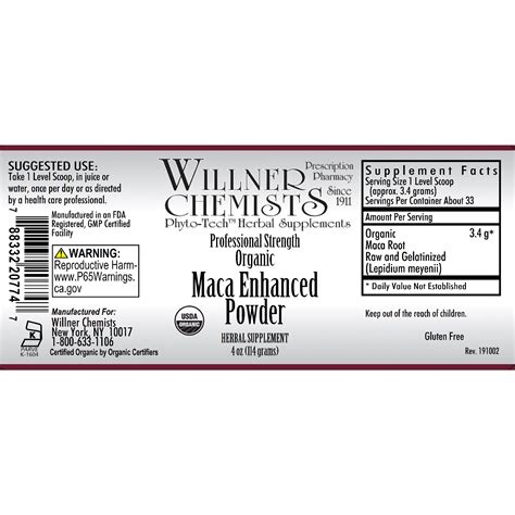 Willner Chemists Willner Phyto Tech Maca Enhanced Powder By Willner