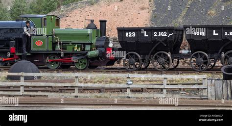 An Old Steam Engine In The Goods Shunting Yard At Beamish Museum In The