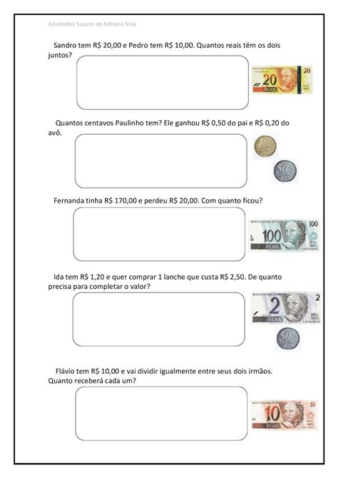 Atividade De Sistema Monetário 3 Ano