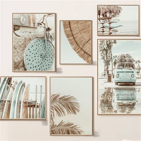 Coastal Wall Art Beach Gallery Wall Set Of 5 Prints Boho Etsy