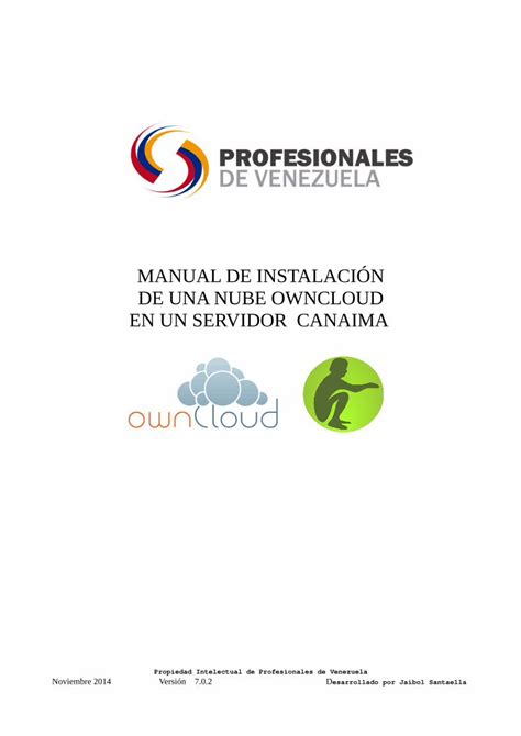 PDF MANUAL DE INSTALACIÓN DE UNA NUBE OWNCLOUD EN PREFACIO El