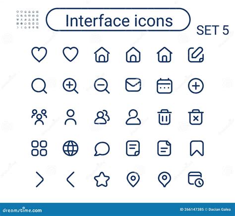 Simple Interface Outline Icons Set Round Mini Vector Icons Pixel