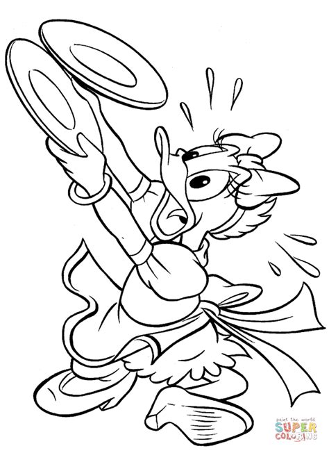 Daisy Duck Dropping Plates Coloring Page Free Printable Coloring Pages