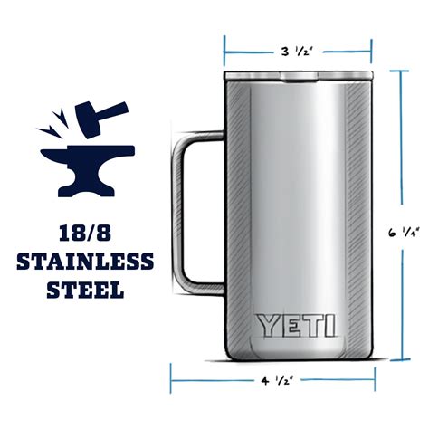 Yeti Rambler 24 Oz Mug Vacuum Insulated Stainless Steel