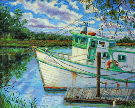 Shrimp Boat Sophia Painting By Dwain Ray Fine Art America