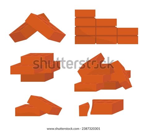 Orange Building Bricks Cartoon Flat Construction Stock Vector Royalty