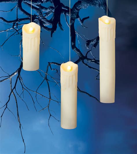 Battery Operated Floating Hanging Candles Set Of 3 With Remote Control Indoor Outdoor