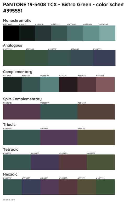 Pantone 19 5408 Tcx Bistro Green Color Palettes