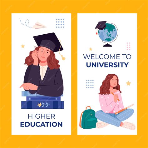premium vector hand drawn flat university vertical banner template