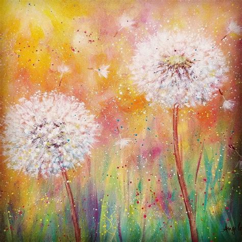 Dandelion Acrylic Painting Tutorial By Angela Anderson On Youtube