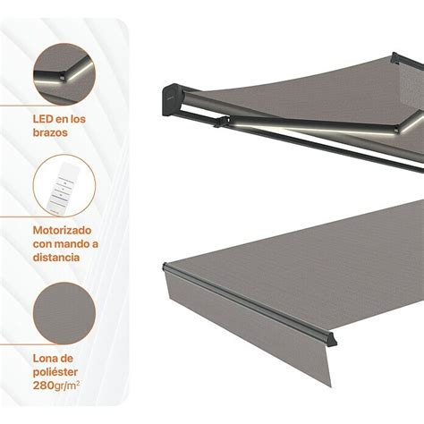 Smartsun Toldo De Brazos Articulados Led Dark Vivant Gris Piedra