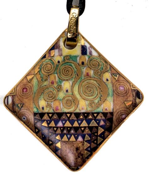 Porcelain Rhombus Pendant After Gustav Klimt Stoclet Frieze