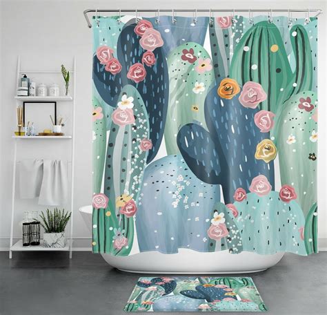 Refreshing Desert Oasis Shower Curtain Lively Floral Watercolors For