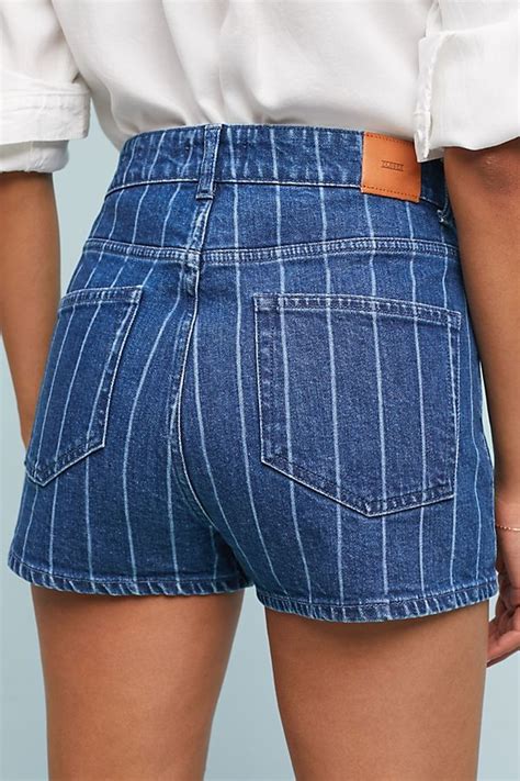 Slide View 3 Closed Leni High Rise Striped Denim Shorts Denim