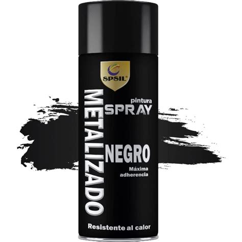 SPSIL Pintura Spray Metalizado 400ml Negro 8597 Paquete De 1 Para