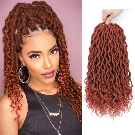 Buy Faux Locs Crochet Hair Lihui 14 Inch Goddess Locs Crochet Hair Pre Looped Ginger Faux Locs