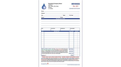 Plumbing And Drain Cleaning Invoice Receipt