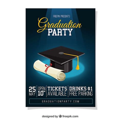 Poster Di Graduazione Con Diploma E Diploma Di Laurea Vettore Premium