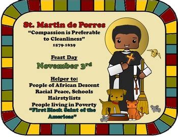 November Feast Day Catholic Saint Poster Saint Martin De Porres