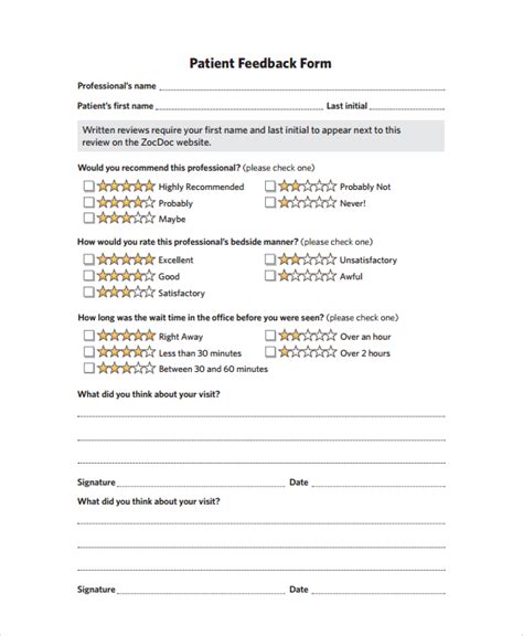 Free 9 Patient Feedback Forms In Pdf Ms Word