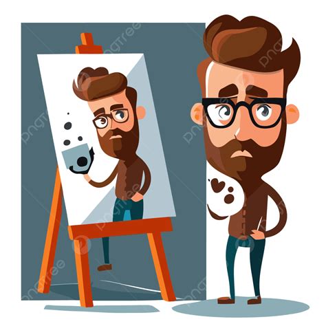 Me Myself And I Vector Sticker Clipart Cartoon Male Artist With