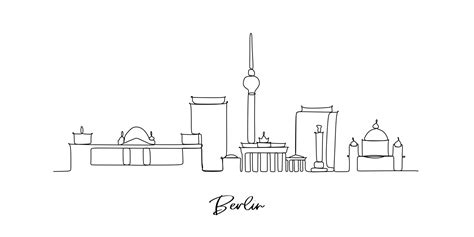 Berlin Allemagne Landmark Skyline Dessin Continu D Une Ligne