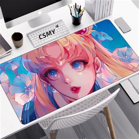 Kawaii Sailor Moon Mouse Pad Large Gaming Accessories Keyboard Mausepad