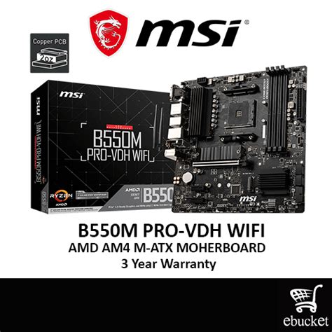 MSI B550M PRO VDH WIFI AMD Socket AM4 M ATX MOTHERBOARD WiFi AC