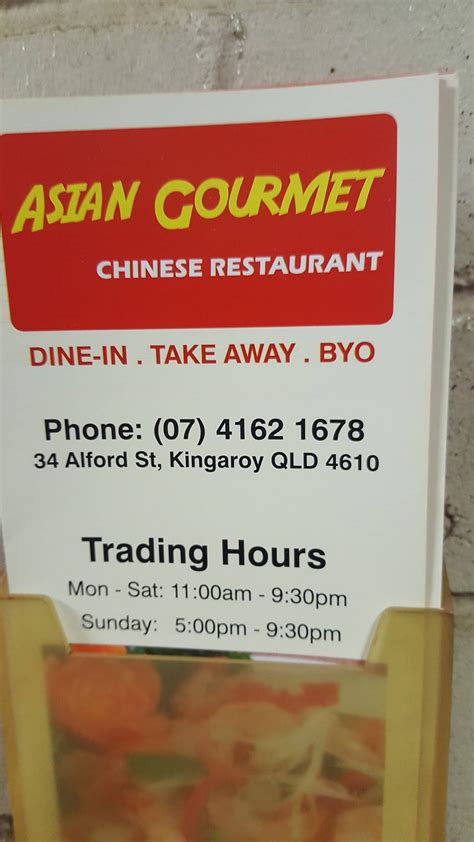 Menu At Asian Gourmet Restaurant Kingaroy