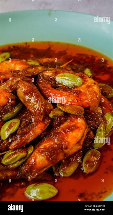 Delicious Shrimp Spicy Dish With Stinky Beans Known In Malaysia As