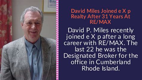 David P Miles Moves Buying And Selling Homes To Exp Realty Rhode