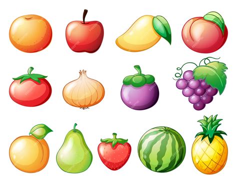 Diferentes Tipos De Frutas Vetor Premium