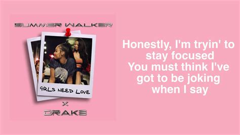 Summer Walker Girls Need Love Remix Ft Drake Lyrics Youtube