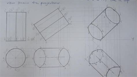 Engineering Graphics Projection Of Solids Cylinder Resting On Hp