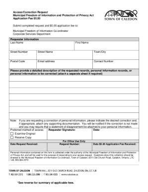 Fillable Online Freedom Of Information And Correction Request Form Fax