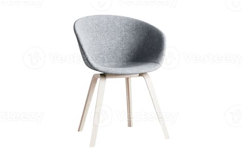 Gray Chair With Wooden Legs Isolated On A Transparent Background